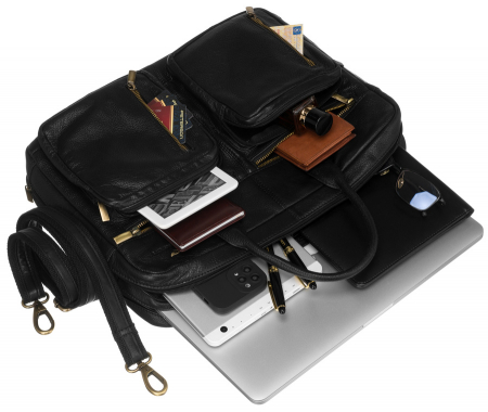 Geanta barbati pentru laptop incapatoare din piele naturala - Peterson PTR-PTN LAP-31702-NDM BL [8]