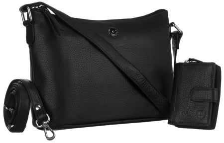 Genti Piele Naturala - Geanta de dama din piele naturala cu portofel - Peterson PTR-PTN D73-DS-5179 BL