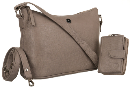 Genti Piele Naturala - Geanta de dama din piele naturala cu portofel - Peterson PTR-PTN D73-DS-5186 DARK