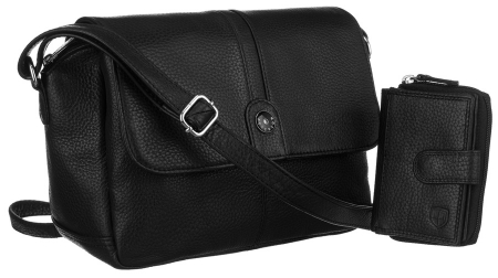 Genti Piele Naturala - Geanta de dama din piele naturala cu portofel - Peterson PTR-PTN 8924-DS-5223 BL