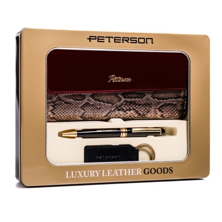Seturi Cadou - Set cadou portofel dama din piele naturala + breloc + pix Peterson PTR-PTN ZD15