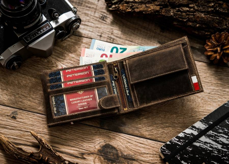 Set cadou portofel barbati din piele naturala si parfum 50 ml Peterson PTR-PTN ZM43 [3]