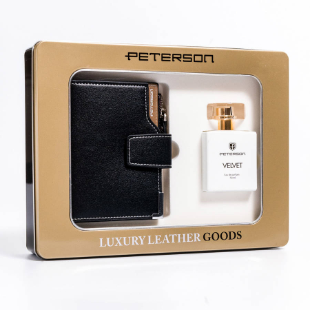Accesorii Dama - Set cadou portofel dama din piele + parfum Velvet 50 ml - Peterson PTR-PTN ZD3