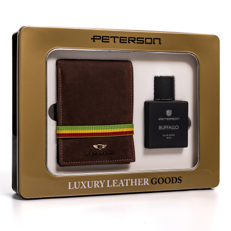 Seturi Cadou - Set cadou portofel barbati din piele naturala + parfum 50 ml Peterson PTR-PTN ZM42