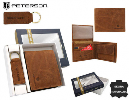 Set cadou portofel barbati din piele naturala + breloc Peterson PTR-PTN SET-M-N003-CHM C [13]