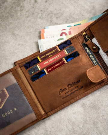Set cadou portofel barbati din piele naturala si breloc Peterson PTR-PTN SET-M-N994-CHM C [8]