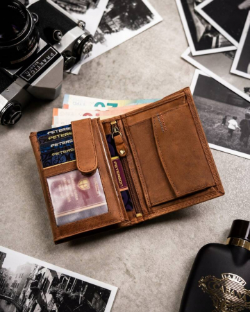 Set cadou portofel barbati din piele naturala si breloc Peterson PTN SET-M-1542-CHM C [5]