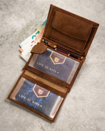 Set cadou portofel barbati din piele naturala si breloc Peterson PTN SET-M-1542-CHM C [6]