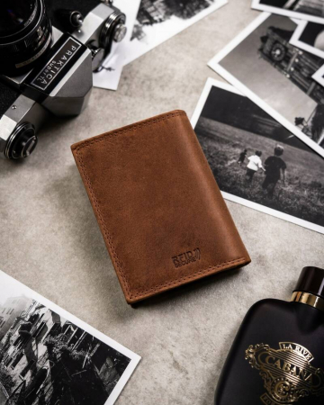 Set cadou portofel barbati din piele naturala si breloc Peterson PTN SET-M-1542-CHM C [4]