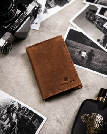 Set cadou portofel barbati din piele naturala si breloc Peterson PTN SET-M-1542-CHM C [1]