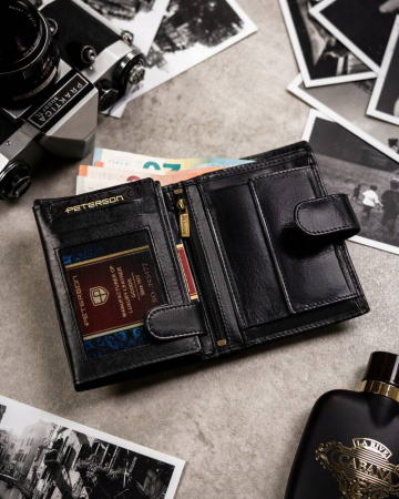 Set cadou portofel barbati din piele naturala + portcard + breloc Peterson PTR-PTN SET3-N4L-VT BL [5]