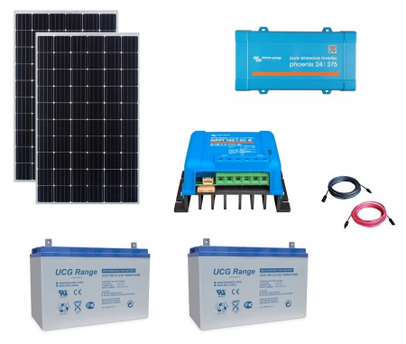 Photovoltaic Systems - MORE 840Wp Off-Grid Photovoltaic System with 375VA Victron Energy Inverter