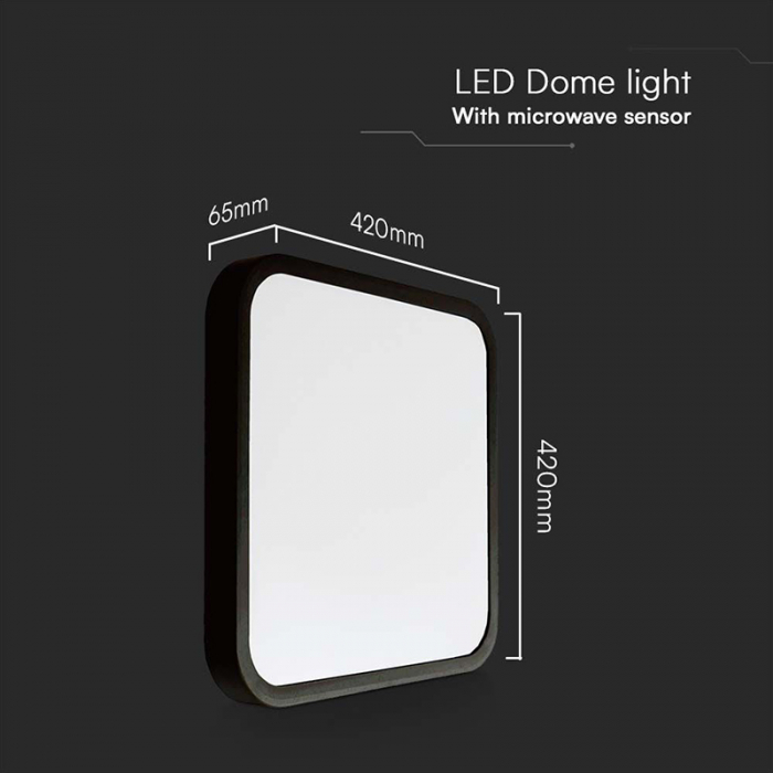 Plafonieră LED 36W IP44 cu Senzor 4000K Alb Neutru - Negru [3]