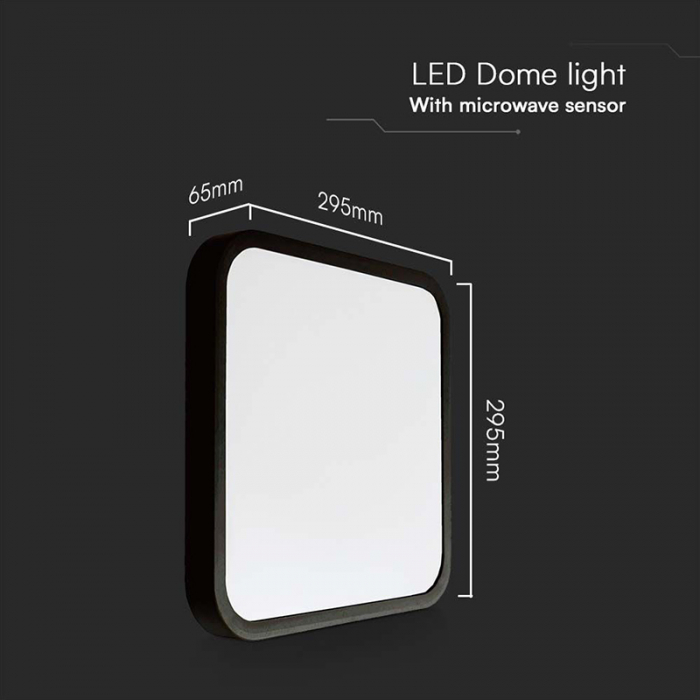 Plafonieră LED 18W IP44 cu Senzor 4000K Alb Neutru - Negru [3]