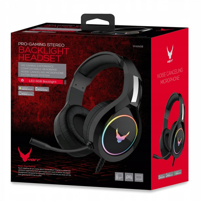 Căști Hi-Fi Stereo cu Microfon Gaming RGB VARR [3]