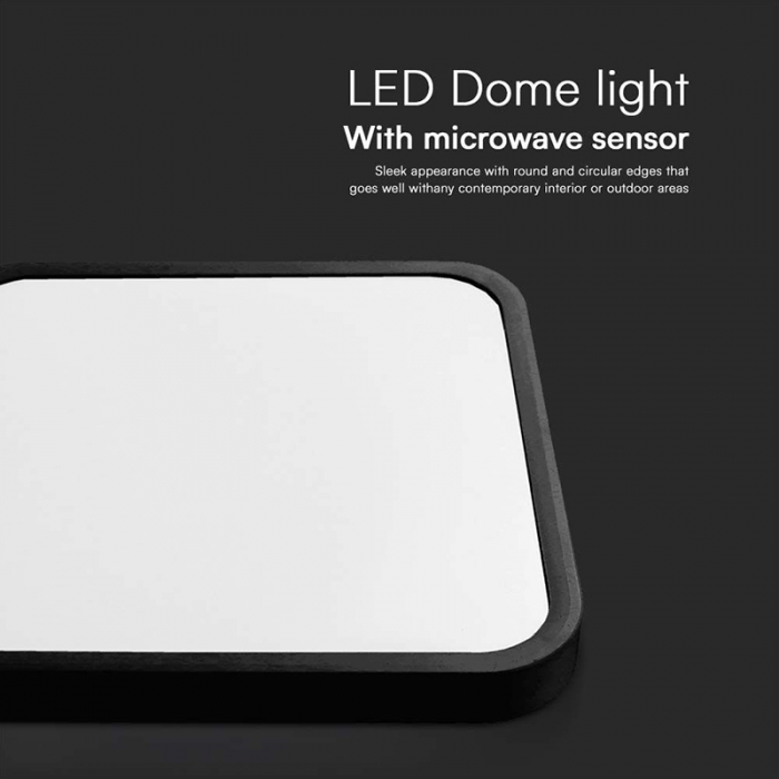Plafonieră LED 18W IP44 cu Senzor 4000K Alb Neutru - Negru [4]
