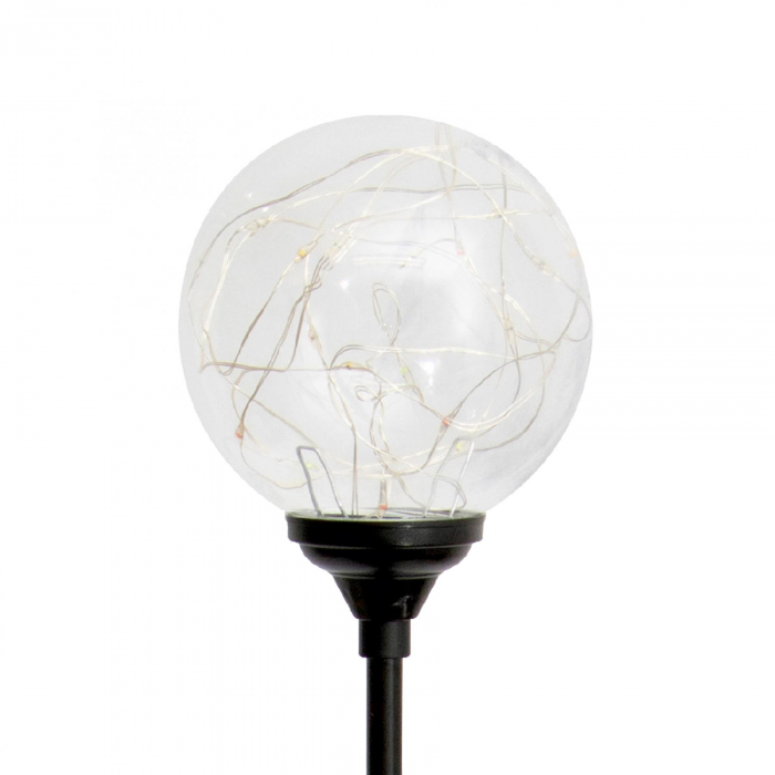 Decor solar glob din sticla cu ghirlanda microLED alb, ziua se incarca, noaptea lumineaza [1]