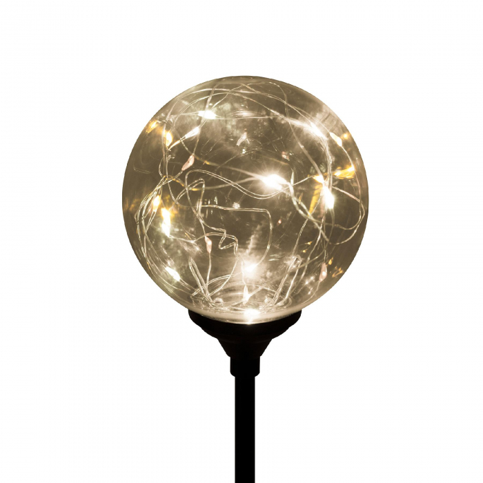 Decor solar glob din sticla cu ghirlanda microLED alb, ziua se incarca, noaptea lumineaza [2]