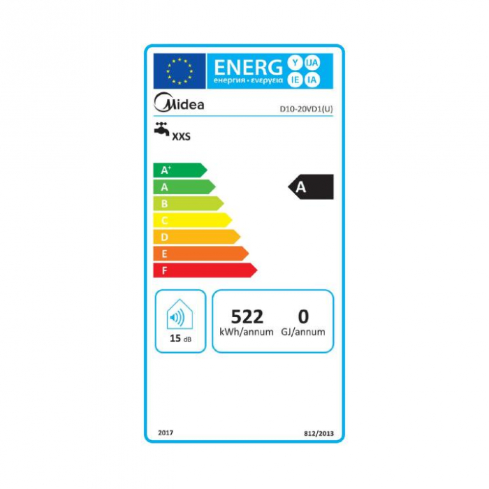 Boiler electric  10 litri MIDEA D10-20VD1(U) Clasa energetica A, 522 kWh/an, ndicator temperatura, rezervor emailat, montaj vertical [4]