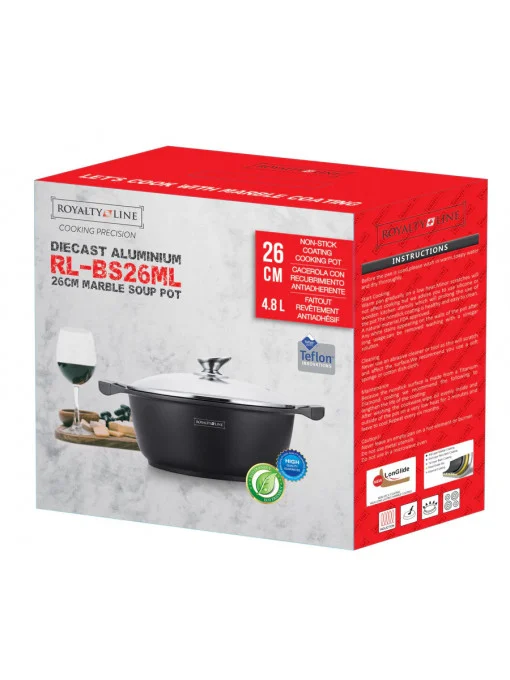 Cratita 4,8 litri cu invelis de marmura si capac sticla [3]