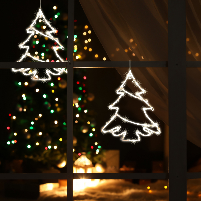 Decor fereastră, brad 35 buc LED alb cald [2]