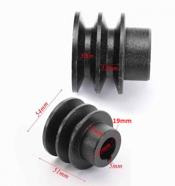 Fulie dubla motor generator, motopompa, motocultor 5-7CP (ax 19 mm, diametru 54mm) [1]