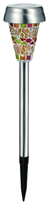 Lampă solară de grădină 1x LED 400mm oțel inoxidabil mozaic sticlă color, 2V [1]