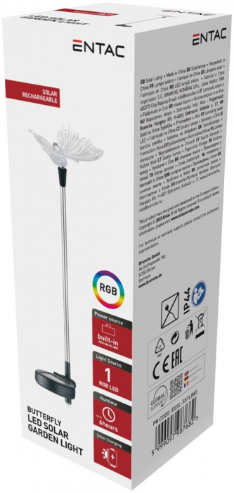 Lampa solara de gradina LED RGB 340 mm otel inoxidabil fluture [2]