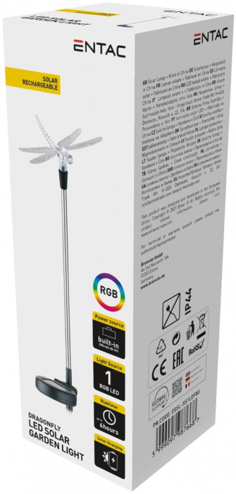 Lampa solara de gradina LED RGB 340 mm otel inoxidabil libelula [2]