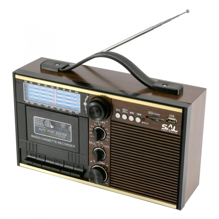 Radio portabil retro cu casetofon  280 x 170 x 100 mm [3]