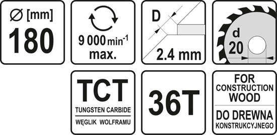 Disc circular pentru lemn 180X20X2.4 mm 36 dinti [3]
