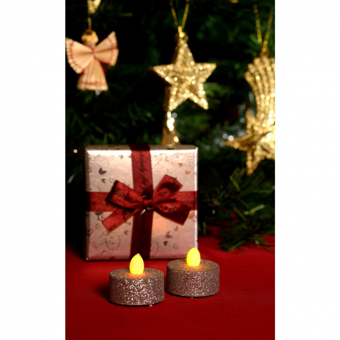 Set candele cu LED, glitter argintiu [1]