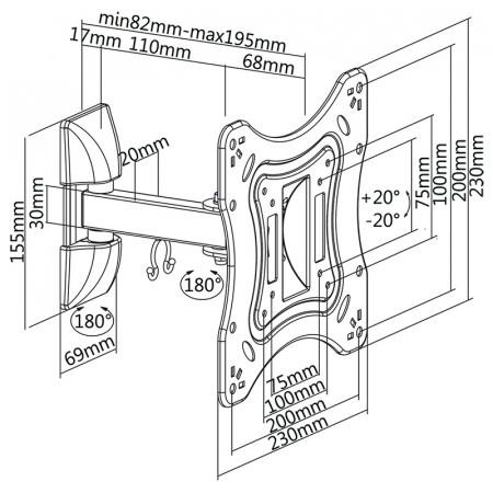 Suport TV de Perete 23-42 Inch Cabletech [4]