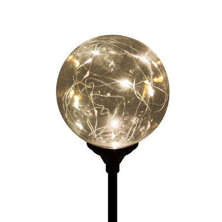 Decor solar glob din sticla cu ghirlanda microLED alb, ziua se incarca, noaptea lumineaza [1]