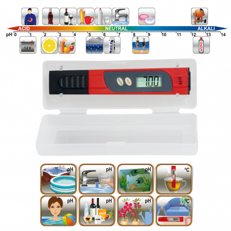 Accesorii pentru locuinta - Tester pH & termometru pentru masurarea temperaturii apei si a aerului