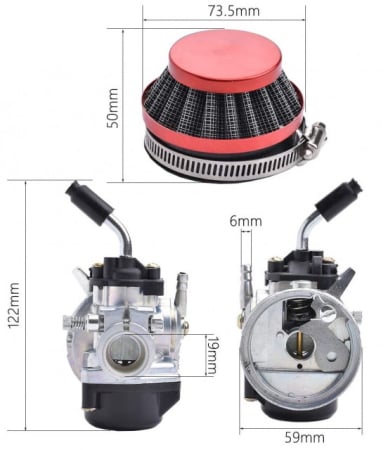  Piese kit conversie bicicleta benzina - Carburator kit motor bicicleta 80cc TUNING