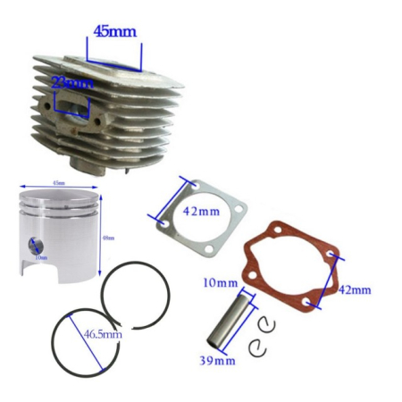 Piese kit conversie bicicleta benzina - Cilindru pentru motor bicicleta 60 cc (cu piston de 45mm)