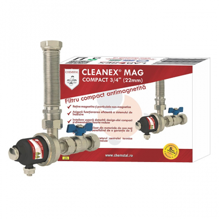 Centrale Termice si Boilere - CLEANEX MAG COMPACT 3/4" (22mm) - Filtru antimagnetita compact pentru instalatia termica
