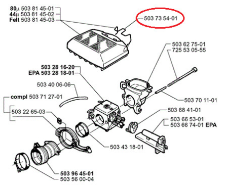 Clema filtru aer drujba Husqvarna 362, 365, 371, 372 [1]