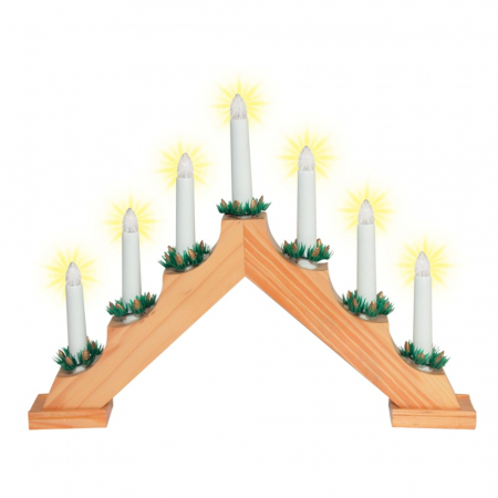 Decor fereastra - Decor piramida cu lumanari , 7 LED , alb cald , de interior , 30 x 40 cm