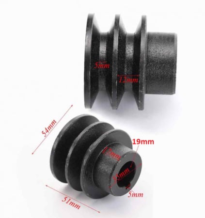 Masini-Unelte  - Fulie dubla motor generator, motopompa, motocultor 5-7CP (ax 19 mm, diametru 54mm)