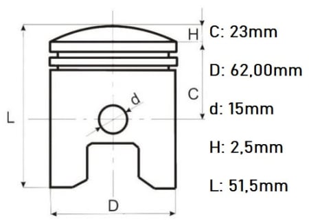 Piston ATV 4T Loncin 150cc Ø 62mm [1]