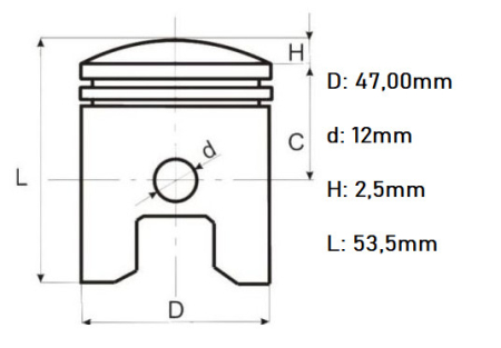 Piston scuter 2T 80cc Honda / Kymco 47mm [1]
