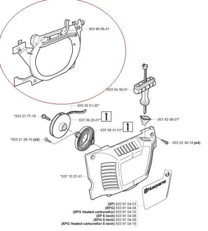 Plastic demaror drujba Husqvarna 350, 345, 340 [1]