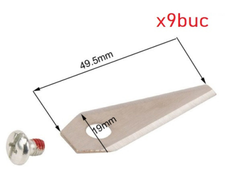  Cutite si accesorii masini tuns gazon  - Set 9 buc cutite schimb masina robotizata de tuns gazon Bosch