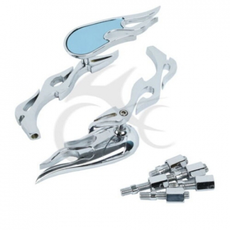 Piese de schimb - Set Oglinzi chopper crom, model flacara, M8