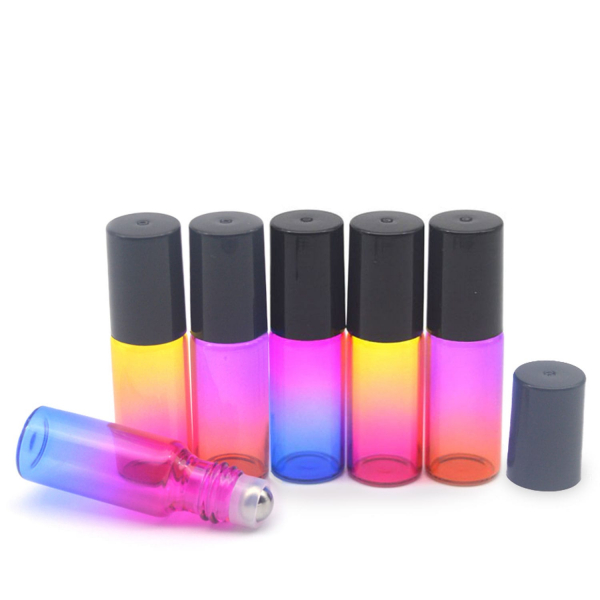 Set 6 sticle colorate gradient pentru uleiuri esentiale cu capacitate de 4 ml si bila metalica [2]