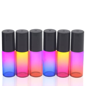 Set 6 sticle colorate gradient pentru uleiuri esentiale cu capacitate de 4 ml si bila metalica [0]