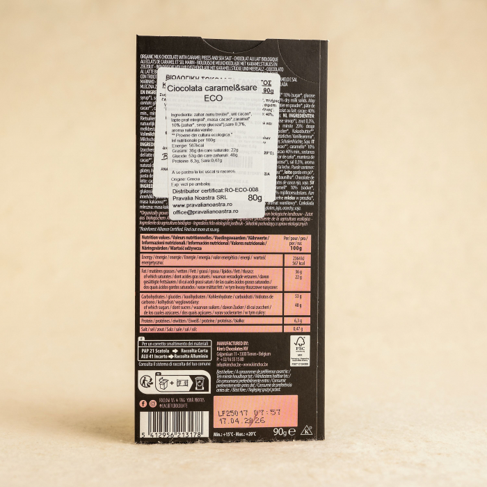 Cachet ciocolata caramel si sare 40% 90g ECO [2]