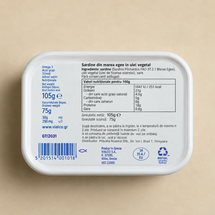 Sardine Ambrosia din Marea Egee în ulei vegetal 105 g - Ambrosia [2]